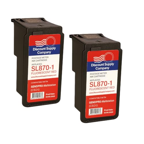 SL-870-1 High Capacity Ink Cartridge Compatible with Pitney Bowes SendPro Mailstation (csd1) - USA Company - 2 Pack - 6 Month Defect Guarantee