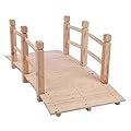 5ft Outdoor Lawn Pond Bridge,Wooden Garden Bridge for Outdoors,Wood Decorative Pond Bridge,Wood Backyard Garden Footbridge,Decorative Landscaping Bridge,with Railings,for Yard Patio Farm (Natural)
