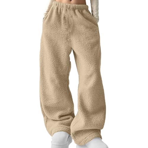 Pantalon large pour femme en polaire douce pour l'hiver