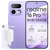 realme 16 Pro 5G Smartphone, 8+256GB, Dual SIM, IP69, Funzioni AI, Ricarica Rapida 45W, Batteria 6500mAh, Display Piatto 6,78" 144Hz, Fotocamera 200MP OIS, Viola (con Adattatore)