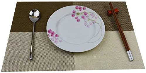 HelpCuisine Placemats set, PVC Mat, Anti-skid Washable Placemats for Dining Table, Grid Design PVC Woven, (45 x 30 cm), 24 Months Warranty! (Set of 4 Pcs, Blue)