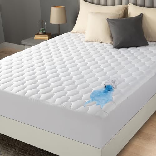 Utopia Bedding Queen Mattress Protector, Waterproof Mattress Pad, Quilted Fitted Cover Queen Size Bed Stretches up to 16 Inches Deep (White)
