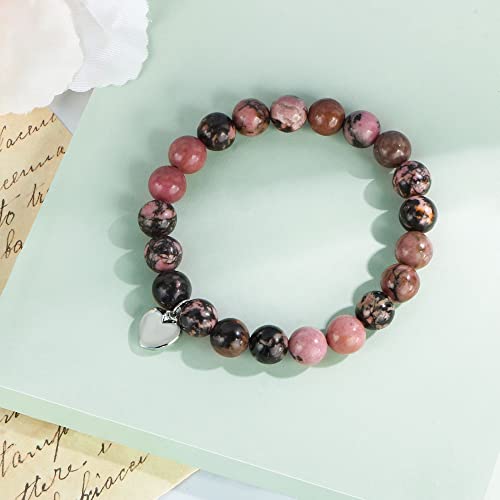 Alebee Mothers Day Gifts Natural Stone Bracelet For Women Elastic Beaded Bracelets Yoga Healing Stone Heart Bracelet Gifts From Daughter Son Unique Gifts For Anniversary Christmas Birthday #TOP5