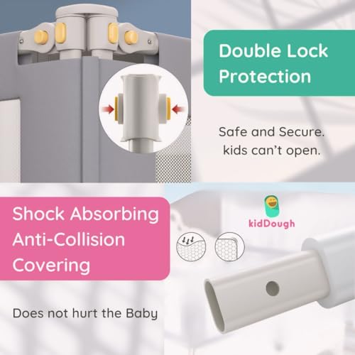 Image of KidDough Bed Rail Guard for Kids Safety Bed Rail for Baby Safety (6.25ftX5ft - 2 Sides, Grey)