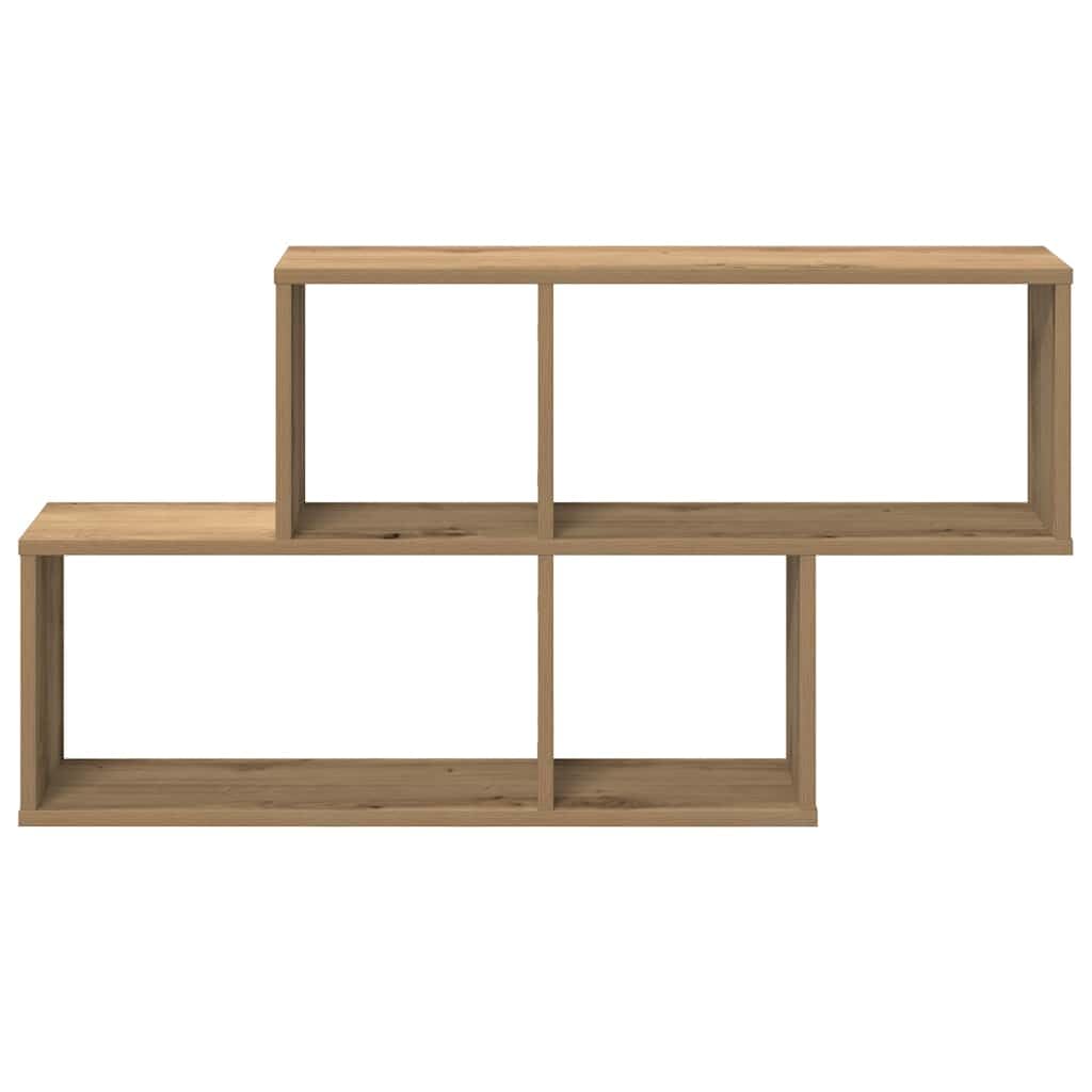 Scaffale da parete in rovere Artisan, 100 x 18 x 53 cm, mensola sospesa in legno per soggiorno e ufficio, mensola da parete con molto spazio per libri e DVD, portata 40 kg