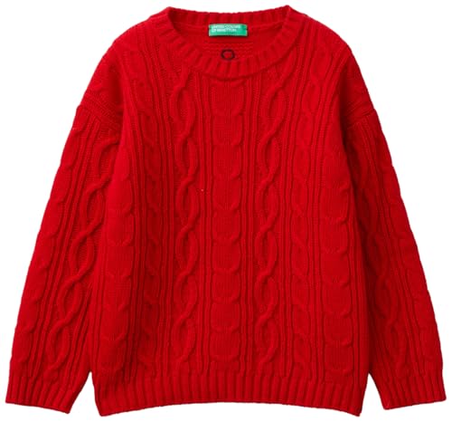Pull pour enfants rouge 3 ans tricot manches longues United Colors of Benetton