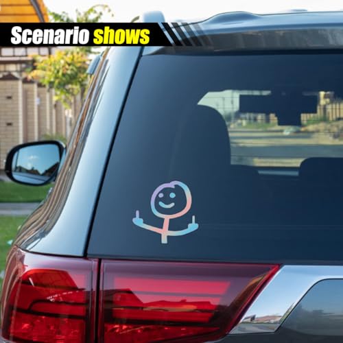 Image of KITUREK Car Fuck You Meme Vinyl Sticker Decal, Colorful, Large | Funny Personalised Cartoon Middle Finger Sticker, Fit for Cars Windows Bumpers Trucks Motorcycles or Any Other Smooth Surface