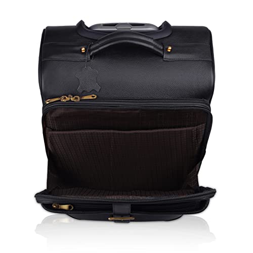 Image of Stylish and Durable Leather Trolley Luggage Bag Perfect for Travel and Business 46 litres Suitcase