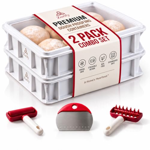 Pizza Dough Proofing Container 2-Pack, Stackable Box & Tray with Lids
