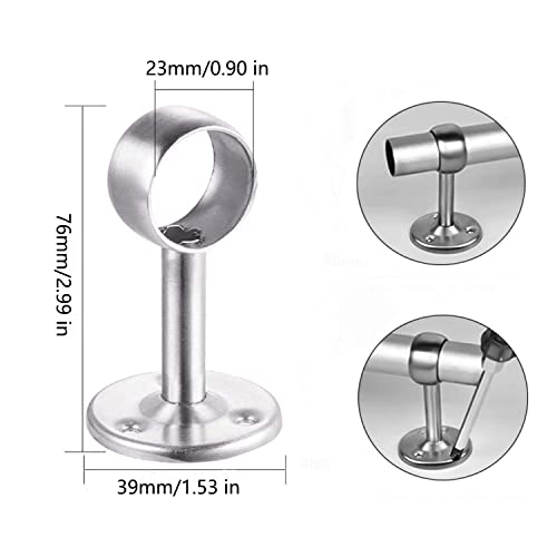 2 Pezzi Staffa Per Montaggio a Soffitto, Bastone Per Tende Inox Supporto, Con Viti, Diametro 22 Mm, Staffa Per Tubo Per Guardaroba, Tubo Per Tenda Per Armadio (Argento) - Image 3