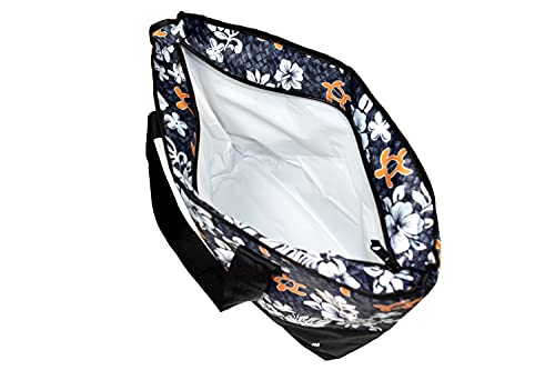 Hawaiian Print Large Insulated Cooler Tote Bag 245 (Honu Lauhala - Pink)3