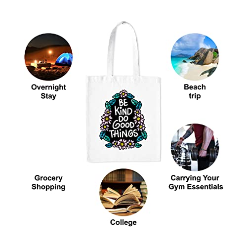 Image of Medium Canvas Tote Bag for Women with Zip, Stylish Polyster Cotton Handbags College Grocery Handbags PK-8514 L X H 38 X 43 Cms
