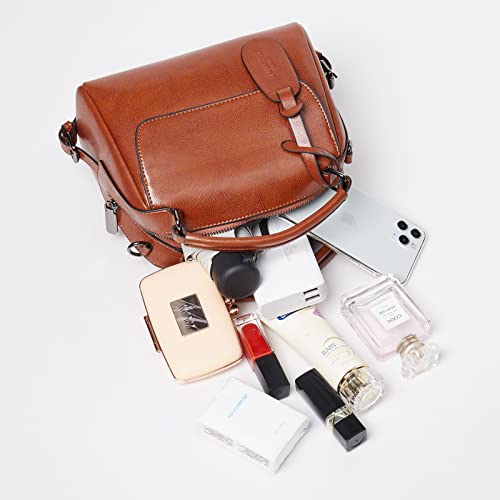 Foxlover Small Leather Crossbody Bags For Women Ladies Shoulder Bag Top Handle Mini Handbag And Purse (Reddish Brown) #TOP2