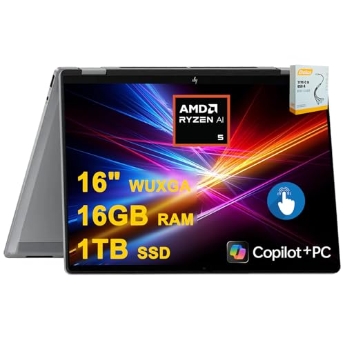 HP OmniBook X Flip Copilot+ AI PC 2-in-1 �m�[�g�p�\�R�� | 16�C���` WUXGA Touch (400nits) | AMD 6�R�A Ryzen AI 5 340 (�ő�50�g�b�v) | 16GB DDR5 1T