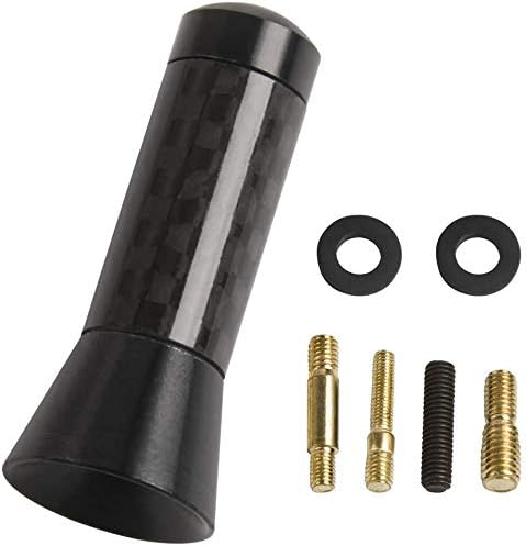 Miniatura 5 de 1.4 "Antena corta de fibra de carbono Vehículo Coche Camión AM/FM Radio Aluminio Negro Mástil Aéreo Reemplazo Universal