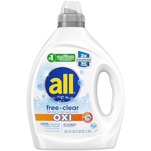 All Liquid Laundry Detergent, Free Clear for Sensitive Skin with OXI