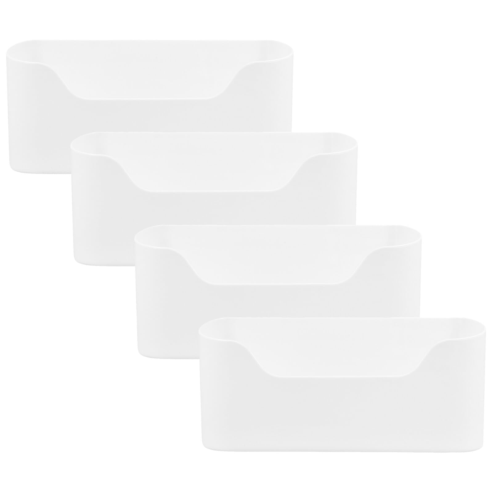 Ipetboom 4 Pezzi Organizer per Frigorifero Bianco con Mensole Laterali Adesive Scatole in Plastica Resistenti per Conservare Yogurt Frutta e Verdura Contenitori Salvaspazio per Porta Frigo
