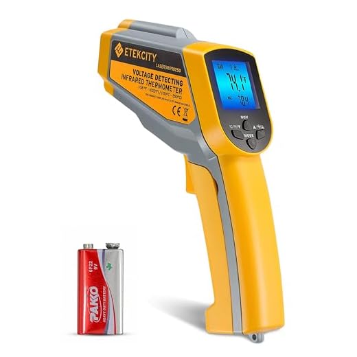 Etekcity Infrared Thermometer 1025D (Not for Human) Dual Laser Temperature Gun-58℉~1022℉ (-50℃~550℃) with Adjustable Emissivity, Non-Contact Voltage Tester (NCV), Standard Size, Yellow & Gray
