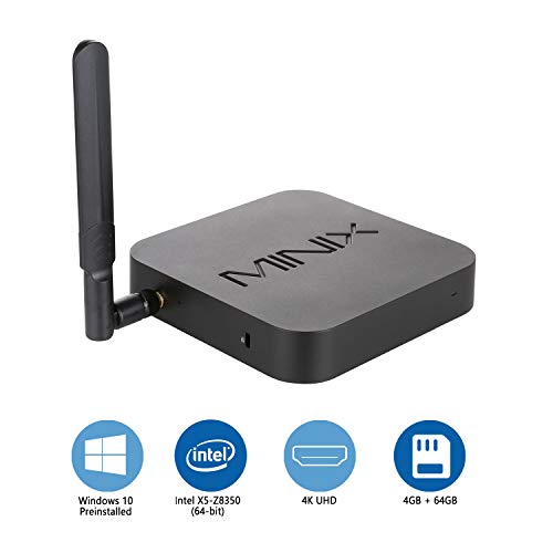 Minix NEO Z83-4 Home, 4GB/64GB Intel Cherry Trail Quad-Core Mini PC Windows 10 Home (64-bit) [Dual-Band Wi-Fi/Gigabit Ethernet/HDMI/Mini DP/4K/X5-Z8350/Vesa Mount], Auto Power On.