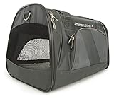 Sherpa American Airlines Travel Pet Carrier, Airline Approved, Lightweight, Padded, Foldable, Mesh Windows, Spring Frame, Charcoal, Medium