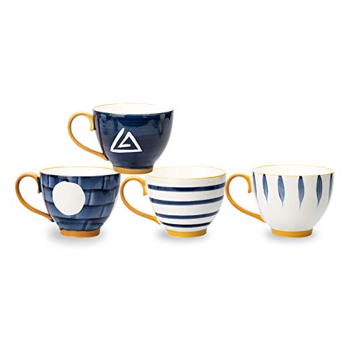 MDZF SWEET HOME Set of 4 Ceramic Mug for Office and Home Tea Cup, 15 Oz