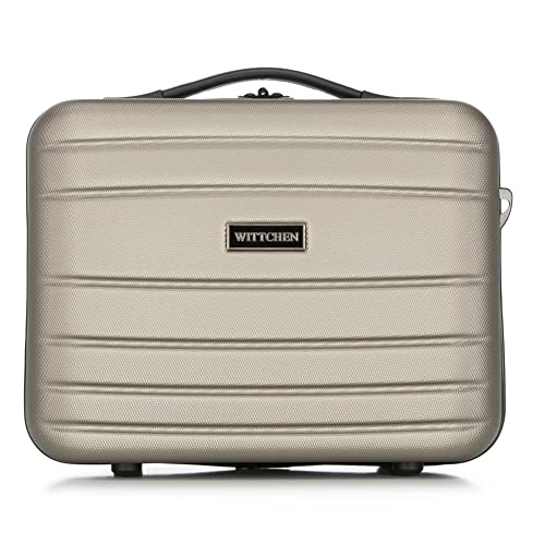 WITTCHEN Cosmetic Case Travel Suitcase Carry-On Cabin Luggage Hardshell Made of ABS Combination Lock Globe Line Champagne