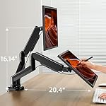 HUANUO Dual Arm Monitor Stand——Adjustable Gaming Desk Mount for 13"-30" Screens, VESA Bracket with C Clamp/Grommet Base, Supports Up to 19.8lbs per Arm