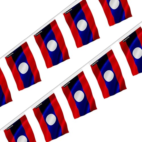 Guirlande drapeau Laos 14x21cm : lot de 100 pièces pour grand événement