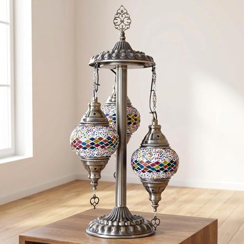 Kalamera Turkish Mosaic Table Lamp with 3 Glass Globes by Kalamera - Used condition - US$96.09