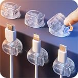 Chfeila Cable Clips, Latest Dual Spring Wire Tidy Organiser with Clasp Lock - 6Pack [Max Secure] Desk Cable Management, Adhesive Phone Charging Cord Holder for PC/Car/Wall - Home, Office Accessories