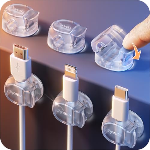 Cable Clips, Chfeila 6Pack Dual Spring Cord Organizer with Clasp Lock, [Max Stability] Des - image 1