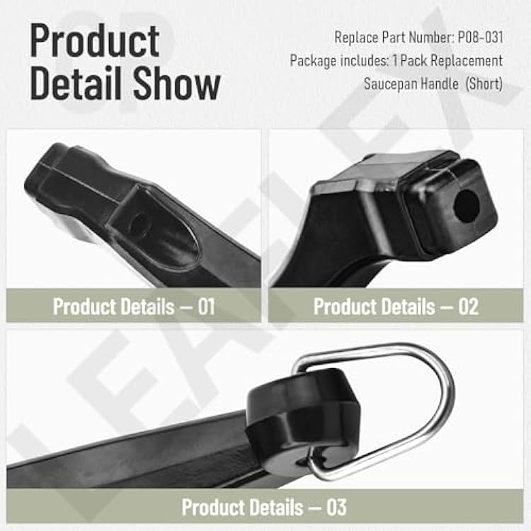 P08-031 Replacement Saucepan Handle (Short) for Farber-Ware Sauce Pan, Includes 1 Wrench Hook, Fits Pans, Frying Pans, Crock Pots and Woks