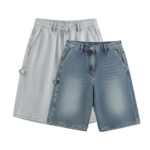 Short en jean homme coupe droite élastique à cordon style streetwear