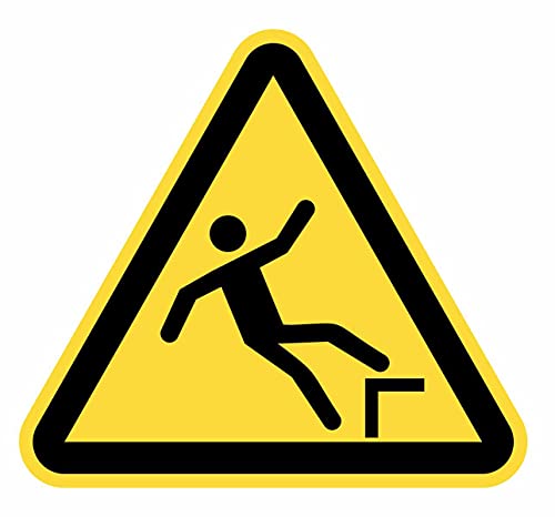 Señal Adhesiva Advertencia Riesgo Caída a Distinta Nivel 5 uds de 15 cm Pegatina Triangulo Amarillo Peligro (15 cm, Caída a Distinto Nivel)