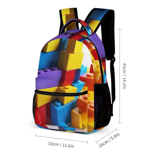 Colorful Building Blocks Backpack for Men Women, Durable Small Backpack Casual Lightweight Daypack for Travel Bag2