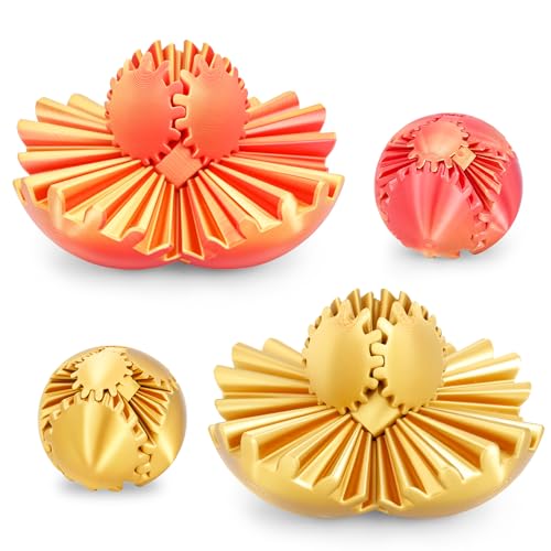 Image of Gear Ball 3D Printed Cube Fidget Toy,Gear Sphere Fidget Toys,Sensory Toys for Stress and Anxiety Relief, Desk Toy Fidget Spinners,Stocking Stuffers for Adults & Kids (Gold Red+Gold, 2.3 Inch)