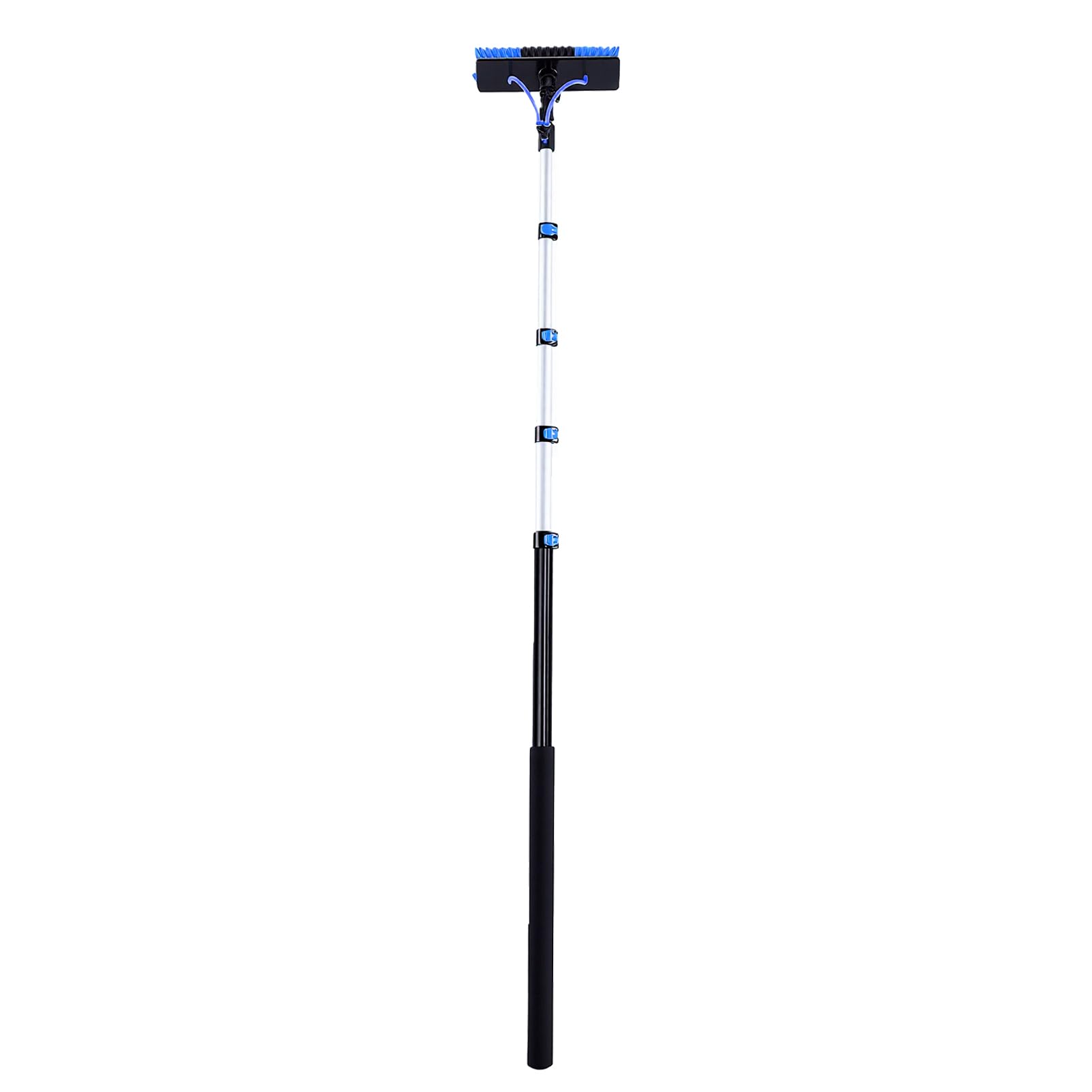 Bewinner Kit de Cepillo de Limpieza para Paneles Solares con Poste Extensible Alimentado por Agua de 15 Pies, Cabezal de Cepillo Ajustable de 180°, Boquillas de Alto Flujo, para Techos y Ventanas