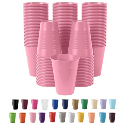 Exquisite Party Solids Pink Party Cups - 50 Pack, 12 oz Each | Perfect for Celebrations