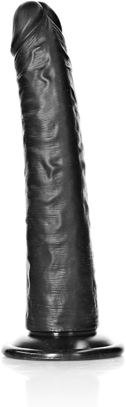 RealRock 8in Slim Dildo W/Suction Black REA115BLK