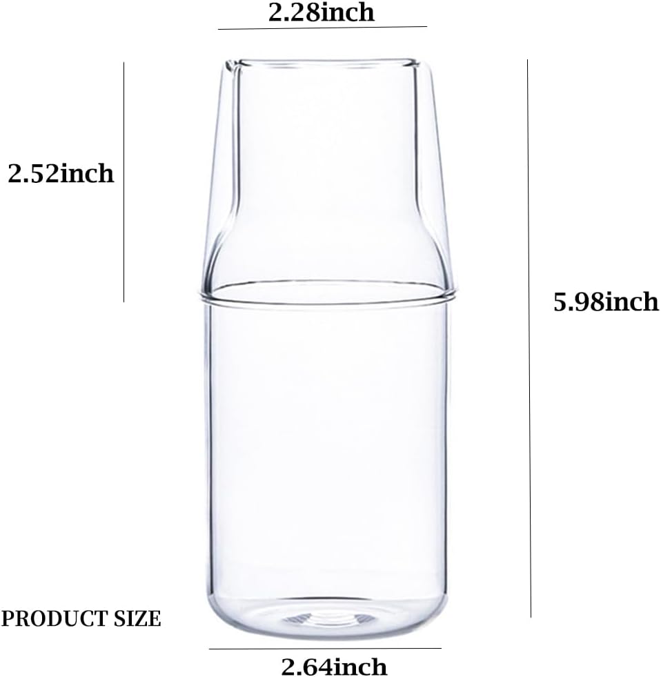 12oz/360ml Small Bedside Water Carafe Set with Tumbler Glass for Nightstand - Clear Small Glass Carafe with Cup for Bedroom, Night Water Decanter for Water, Juice, Milk & Mouthwash - Image 7