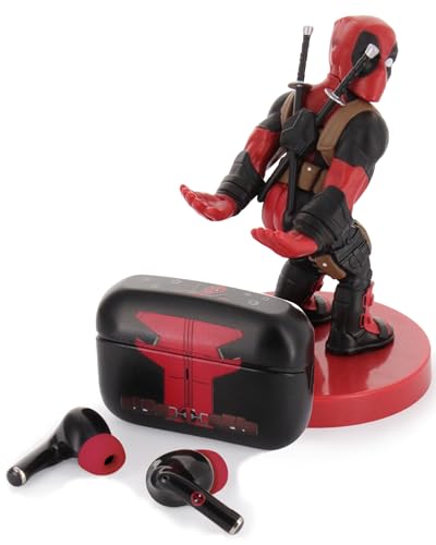 Cable Guys Buds Pro Bundle - Marvel Deadpool Buds Pro Bundle Wireless Earbuds Small Tech Accessories & Phone Holder/Stand For Phone (iPhone, Samsung, Google Pixel)