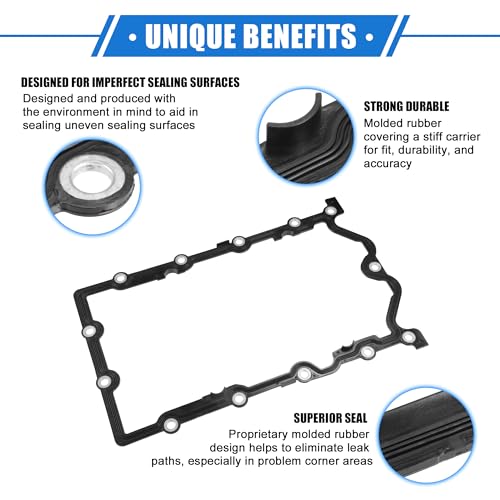 Image of Oil Pan Gasket Compatible for Mini Cooper 1.6l 1597cc 2004-2008, Durable Rubber Black Transmission Pan Gasket