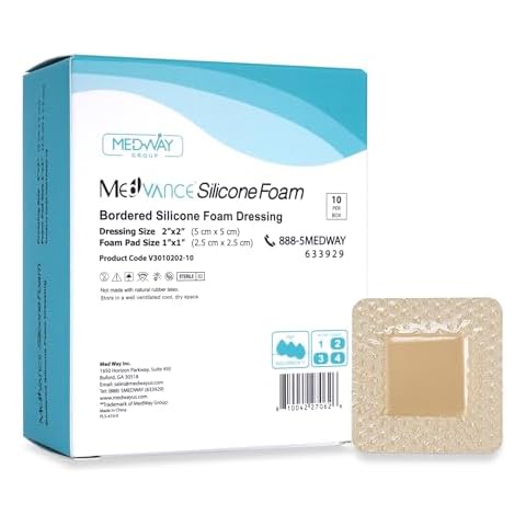 MedVanceTM Silicone - Bordered Silicone Adhesive Foam Dressing Size 2"x2" (1"x1" Pad), Box of 10 dressings Cover