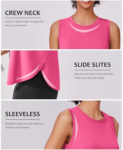 Image of PINSPARK Workout Tank Tops Woman Ice Silk UPF 50+ Athletic Yoga Shirts