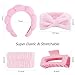 VELSCRUN Spa Headbands for Wash Face, Makeup Headband, Facial Skincare Headbands, 5 Pcs Pink Puffy Sponge Spa Headband Bow Tie Hair Band Hair Clips Wristband Set Women Girls Accessories