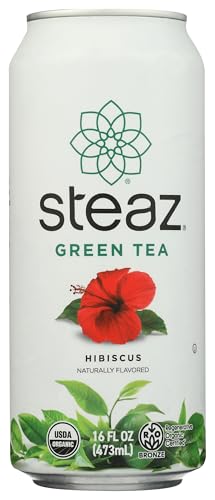 STEAZ Regenerative Organic Hibiscus Green Tea, 16 FZ
