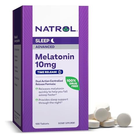 Natrol Advanced Sleep Melatonin 10mg, Dietary Supplement for Restful Sleep, Time Release Melatonin Tablets, 100 Time-Release Tablets, 100 Day Supply Cover