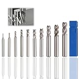 10 Stück HSS Schaftfräser, für CNC Drehmaschine, 2-12 mm, 4-Flöten Spiralfräser für Metallbearbeitung, Fräser Bits für Aluminium, Kunststoff, Holz, Gusseisen, Hochgeschwindigkeitsstahl Endmill Cutter