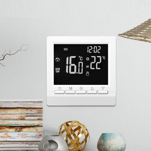 Zeroupshop Thermostat de chaudière programmable filaire avec écran LCD, contrôleur numérique de température ambiante 7 jours pour chauffage domestique, verrouillage enfant et protection anti-gel (1