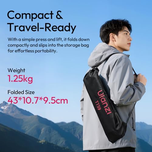 Image of ULANZI TT59 Horizontal Overhead Photography Tripod, 68.9 inch Foldable Professional Camera Tripod Stand with Uka Quick Release Panoramic Ball Head for Mirrorless Camera /DSLR /Phone /Camcorder and All